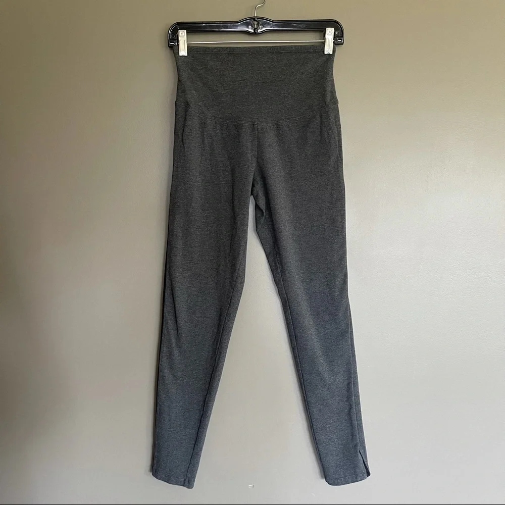 High Waisted Heather Gray Leggings with‎ Mesh Side Stripe Detail Slim Fit Active